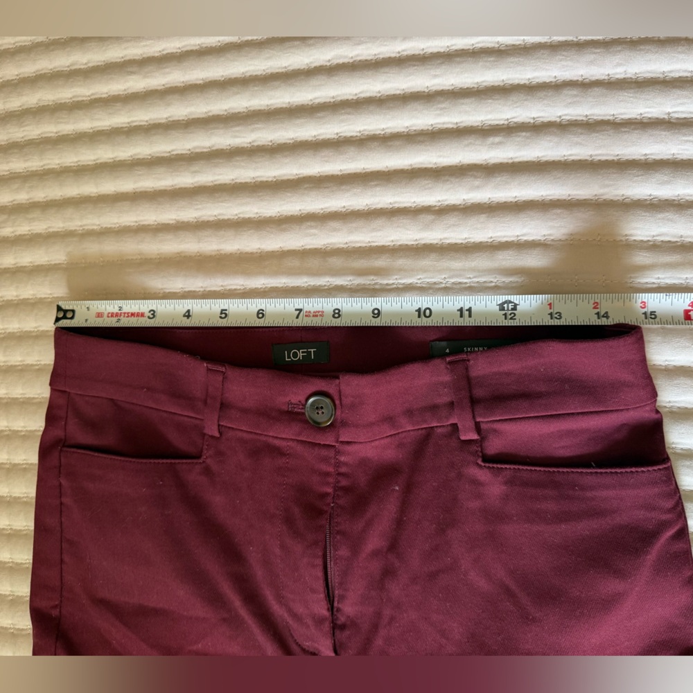 LOFT Burgundy Straight-Leg Pants - Picture 4 of 7